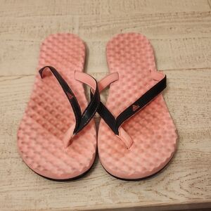 Adidas Women's Sandals with Coral Sole and Black Straps